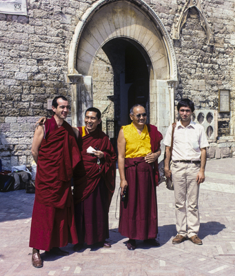 The lamas with  Neil Huston (Thubten Dondrub) and Andrea Antonietti, Assisi, Italy, 1983. 
